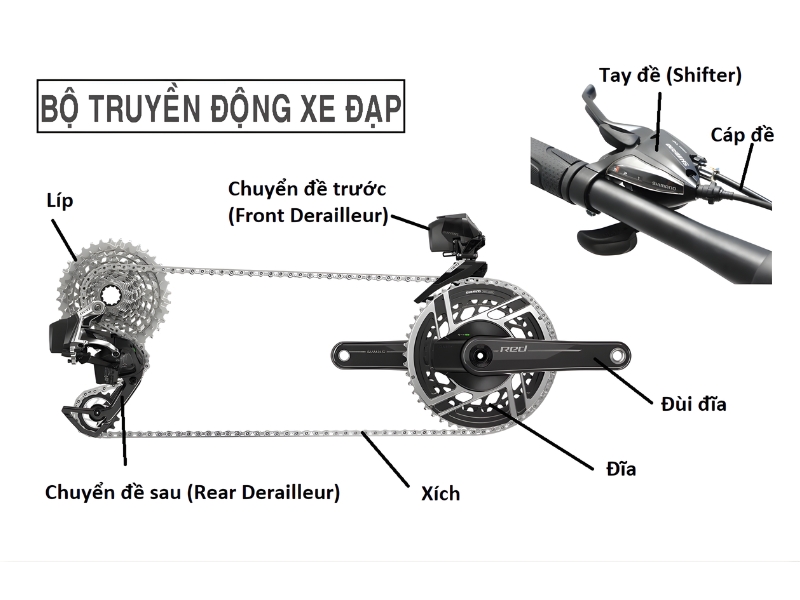 Hướng Dẫn Sử Dụng Xe Đạp Cho Người Mới Từ A - Z 4 Cấu tạo bộ truyền động trên xe đạp thể thao