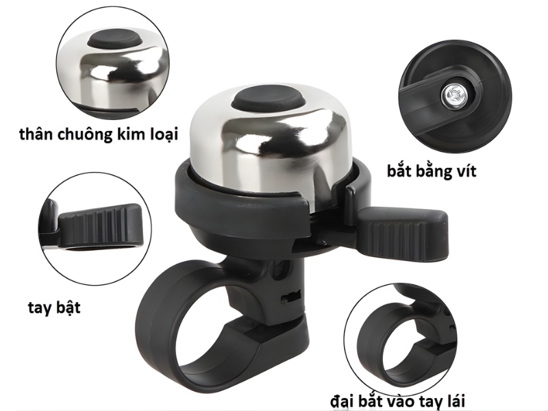 Chuông 2 Tiếng Cao Cấp 8 Chuông xe đạp thiết kế nhỏ, gọn, dễ dàng thao tác