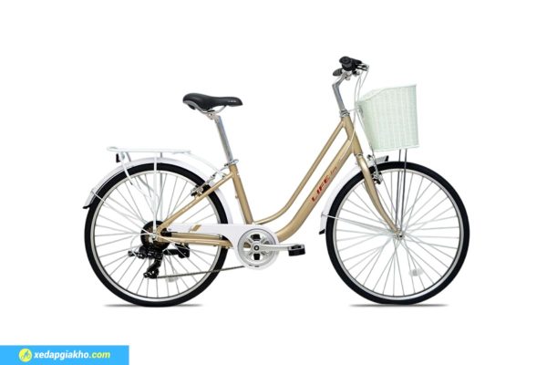 Xe Đạp Nữ Life Lucy Khung Nhôm 26 Inch Màu Vàng