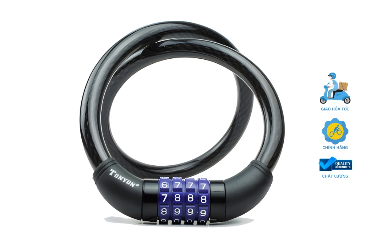Khoá Dây Xe Đạp Tonyon 4 Số Đổi Mật Khẩu 4 Khoá Dây Xe Đạp Tonyon 4 Số Đổi Mật Khẩu
