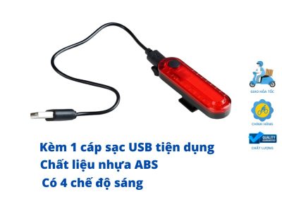 Đèn Sau Led Xe Đạp 4 Chế Độ Sáng