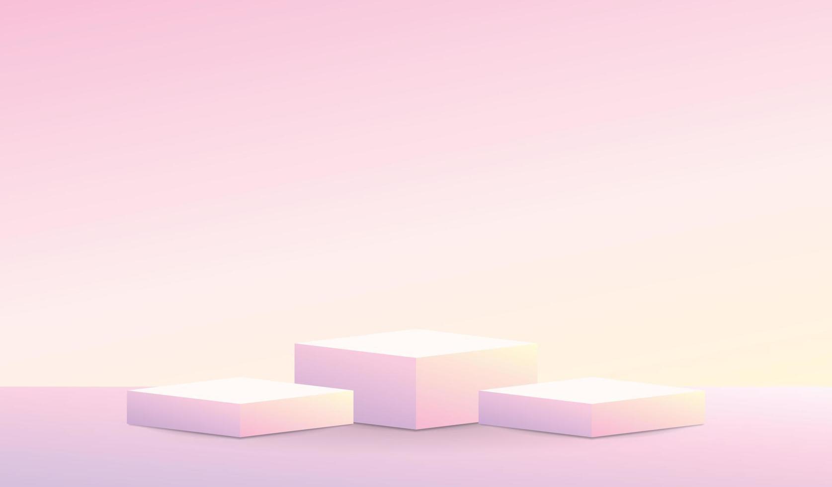 trendy sweet pastel gradient color product display podium 3d illustration for putting your cute object vector