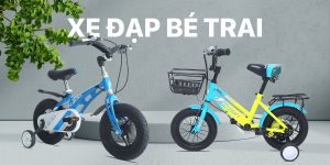 Xe đạp bé trai 6-9 tuổi, có trang bị bộ bánh phụ