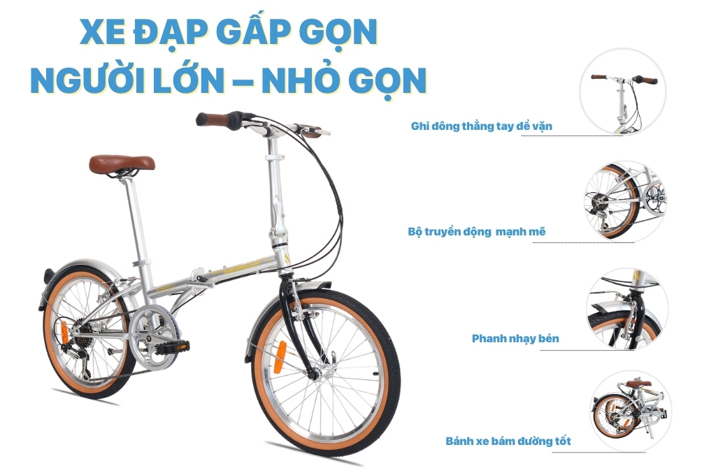 Xe đạp gấp gọn người lớn thiết kế tính năng gấp gọn tiện lợi