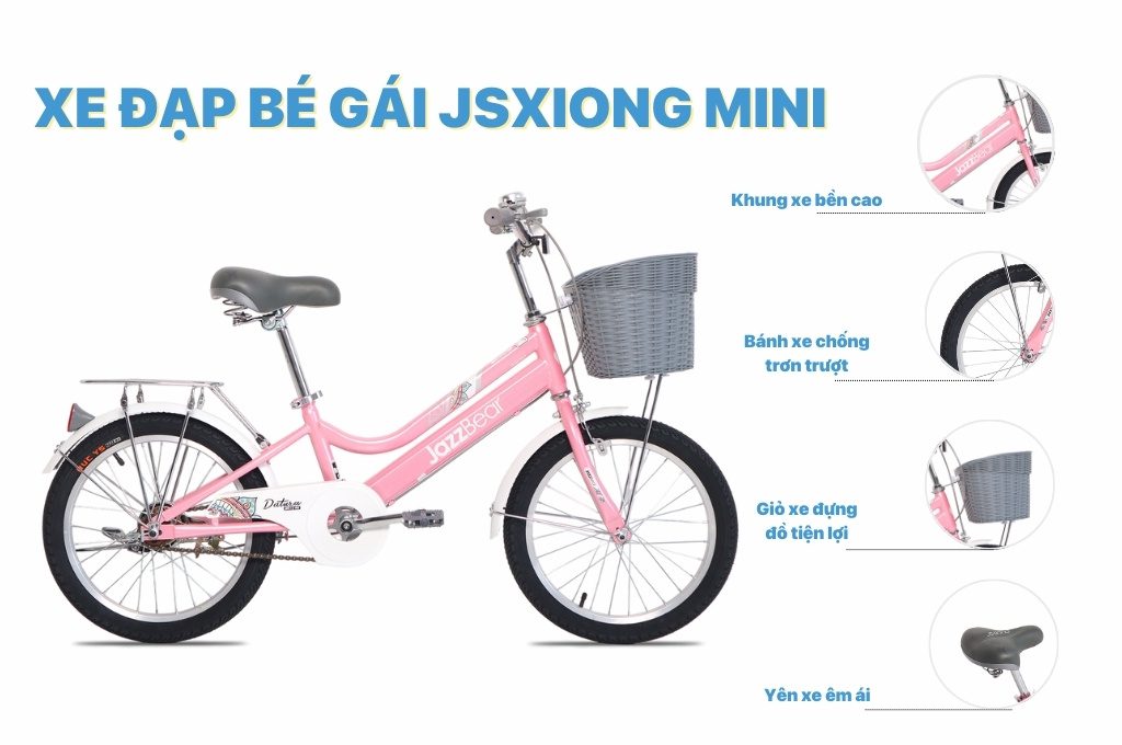 Xe đạp cho bé gái 8 tuổi được thiết kế dịu dàng và đáng yêu giúp bé thích thú đạp xe