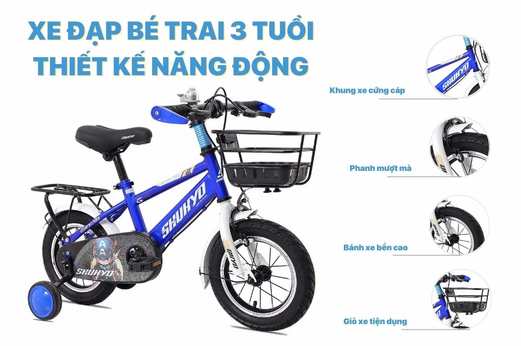 Xe đạp trẻ em bé trai Skukyo K2 thiết kế thể thao thu hút