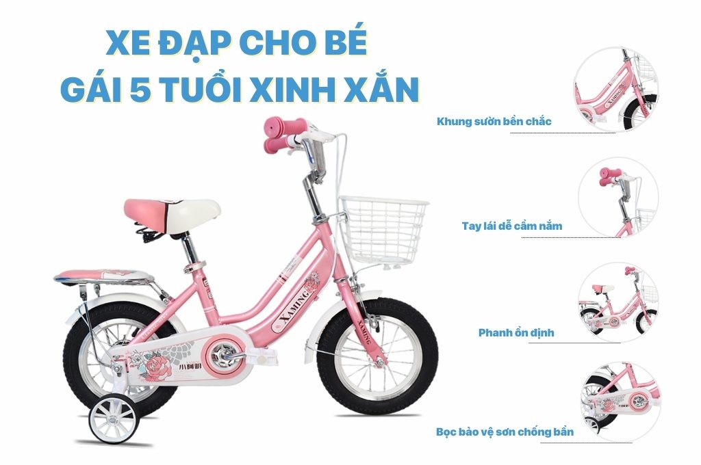 Xe Đạp Trẻ Em Xaming Nữ 2 Gióng 16 Inch với vẻ ngoài hiện đại với cách phối màu 2 tông bắt mắt và nổi bật.