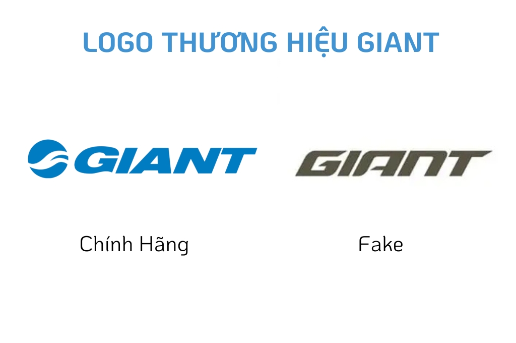 So sánh logo thương hiệu xe đạp Giant chính hãng và giả