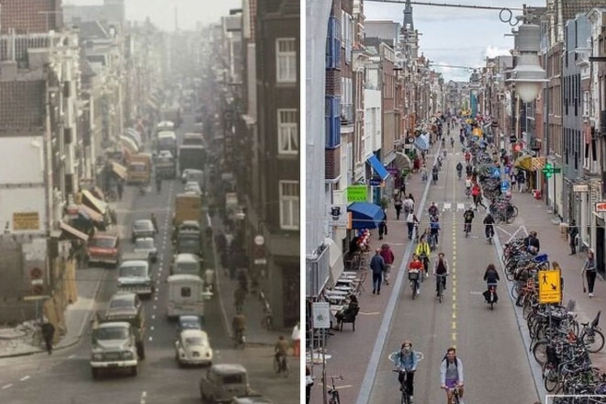 Phố Haarlemmerdijk ở Amsterdam, Hà Lan năm 1971 và 2020