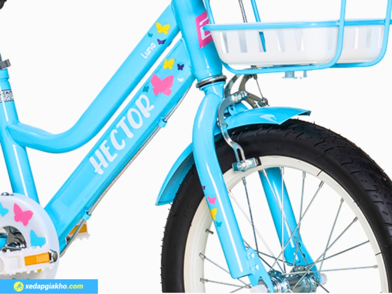Xe Đạp Trẻ Em Bé Gái Hector Luna 14 Inch 15 Phanh xe thắng trước gôm, thắng sau đùm nhạy bén, an toàn