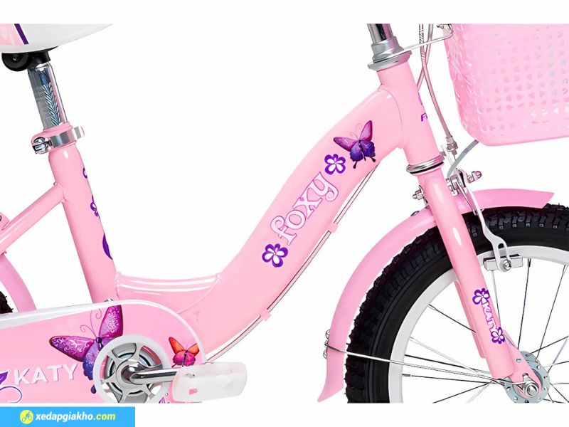 Xe Đạp Trẻ Em Bé Gái Foxy Katy 2 14 Inch 11 Khung xe làm từ thép cao cấp, bền bỉ