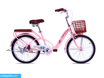 Xe Đạp Trẻ Em Bé Gái Thống Nhất Puppy 20 Inch Màu Hồng