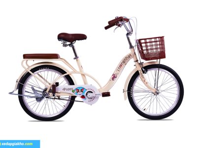 Xe Đạp Trẻ Em Bé Gái Thống Nhất Puppy 20 Inch Màu Kem