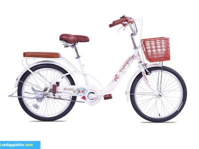 Xe Đạp Trẻ Em Bé Gái Thống Nhất Puppy 20 Inch Màu Trắng