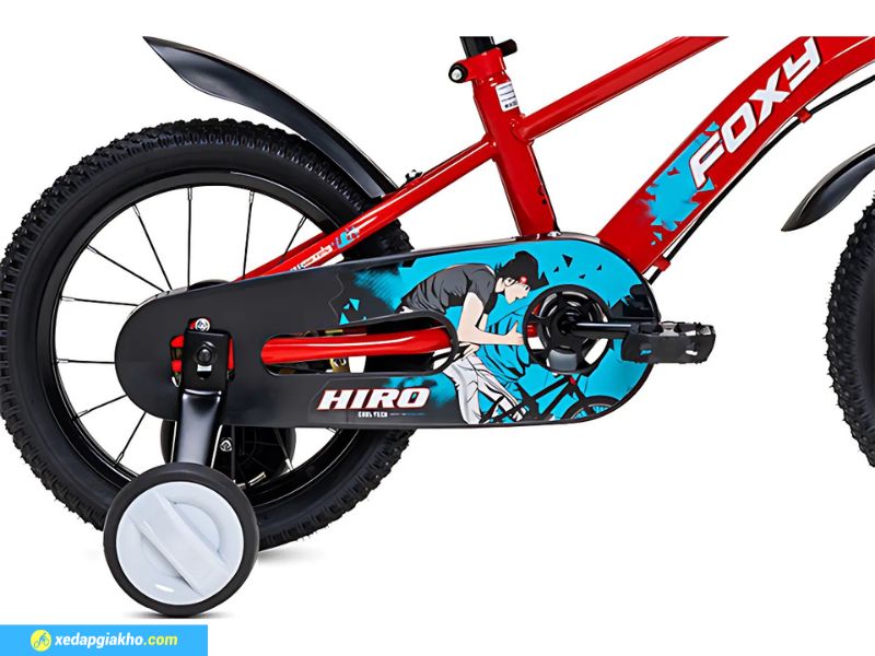 Xe Đạp Trẻ Em Bé Trai Foxy Hiro 2 14 Inch 13 Lốp xe rộng, bám đường tốt, tạo độ an toàn cho bé