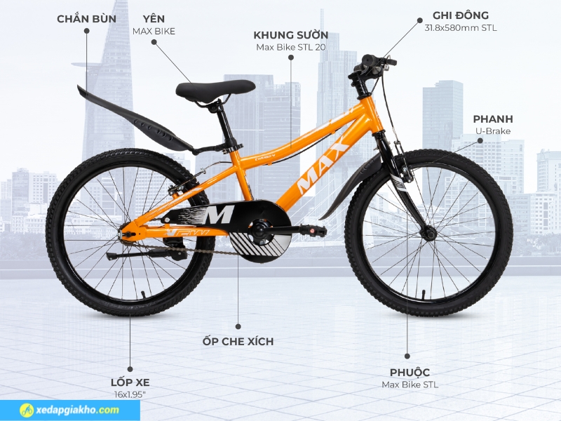 Xe Đạp Trẻ Em Bé Trai Max Bike Chubby 1 20 Inch 6 Chi tiết bộ phận bền bỉ và chất lượng cao của xe đạp