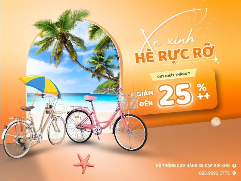 Mua xe đạp phổ thông tặng khóa xe đạp hoặc bộ gác chân tiện lợi