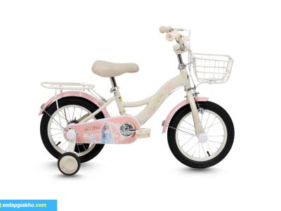 Xe Đạp Trẻ Em Qitong Anna 18 Inch Màu Kem Hồng