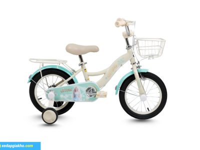 Xe Đạp Trẻ Em Qitong Anna 18 Inch Màu Kem Xanh Lá