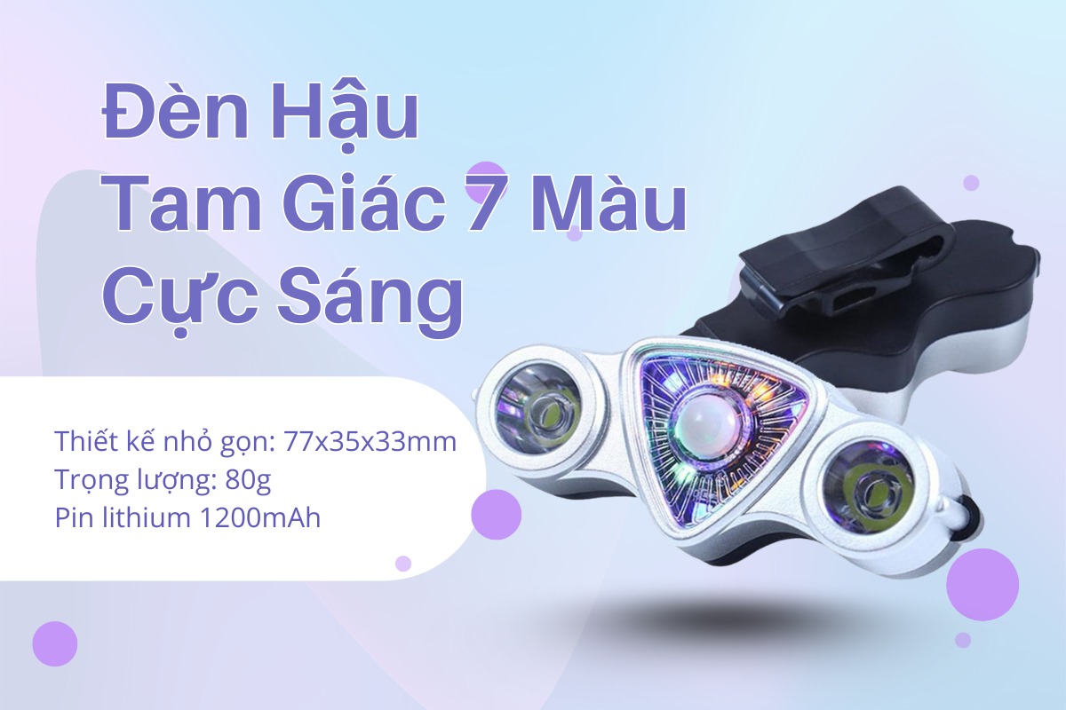Đèn hậu xe đạp tam giác 7 màu