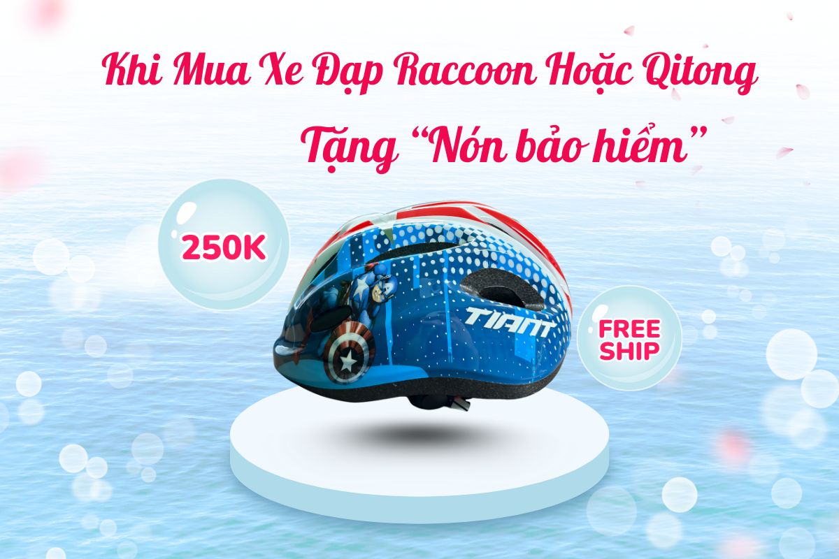 Tặng Nón Bảo Hiểm Khi Mua Xe Đạp Raccoon Hoặc Qitong