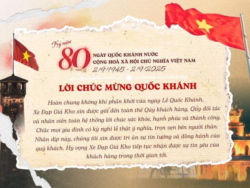 Mừng Quốc Khánh 2/9 Với Ưu Đãi Hấp Dẫn Khi Mua Xe Đạp 2 Xe Đạp Giá Kho xin được chúc quý khách hàng sức khỏe và thành công