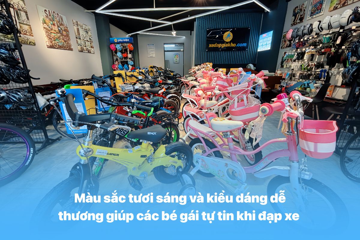 Xe đạp bé gái đa dạng kiểu dáng đáng yêu, màu sắc sinh động