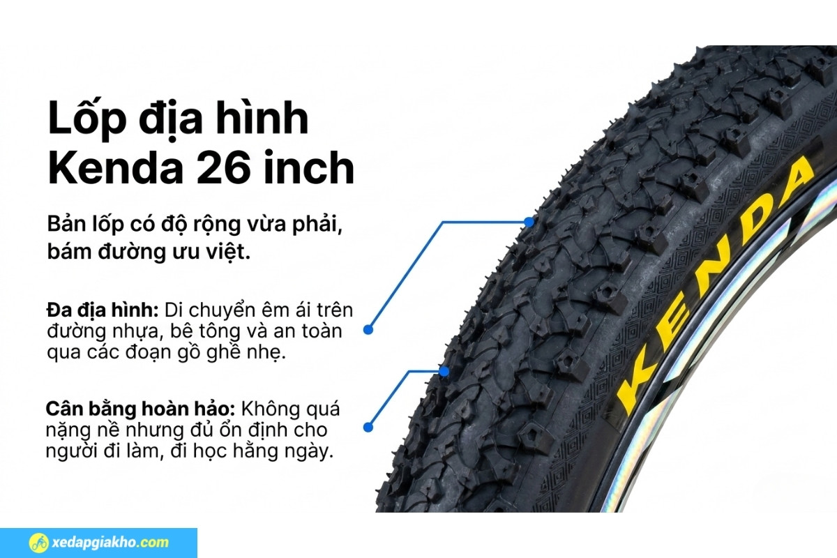 Xe Đạp Địa Hình MTB Hector Apollo 2B 26 Inch 14 Bề mặt lốp xe nhiều gai, bám đường ưu việt