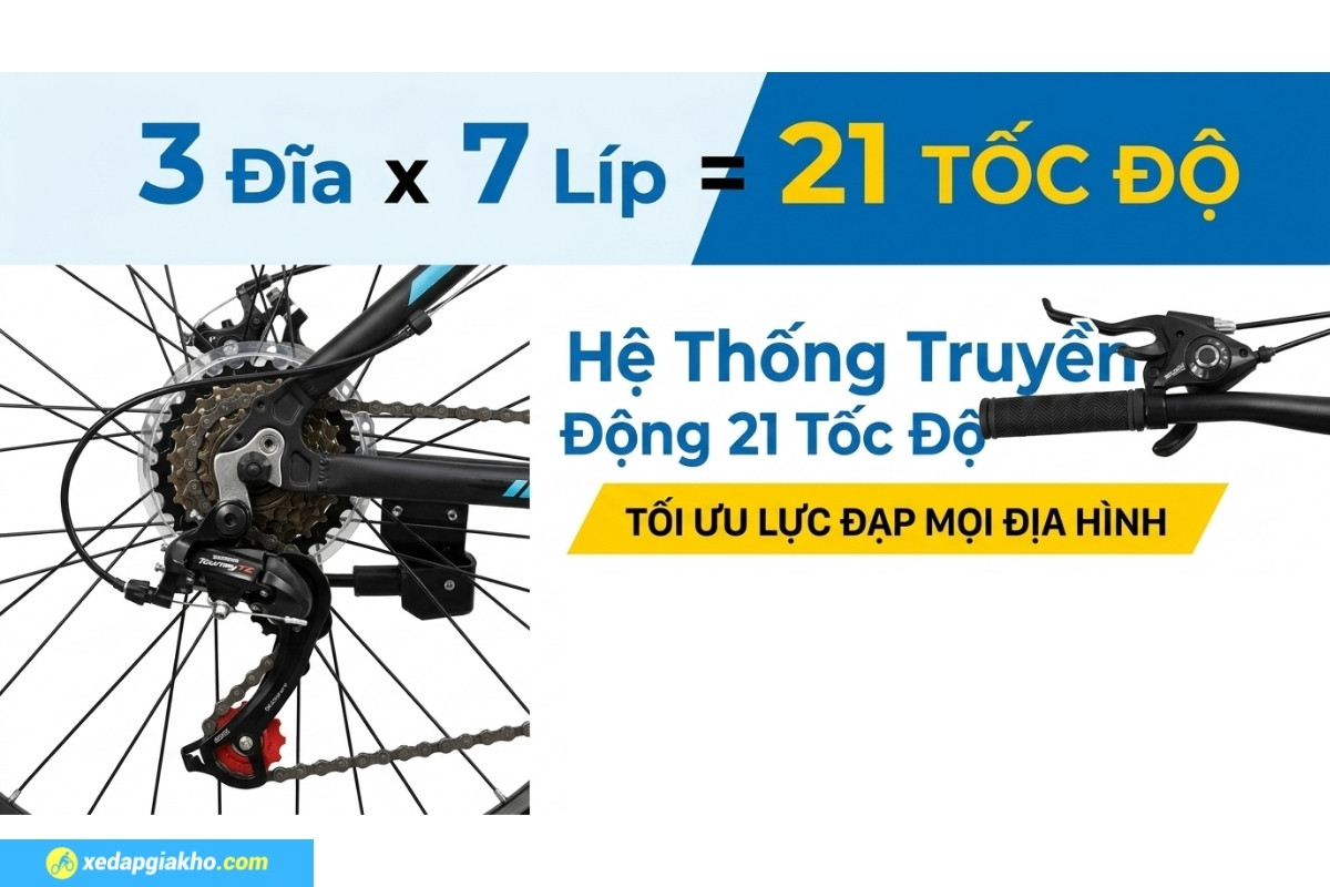 Xe Đạp Địa Hình MTB Hector Apollo 1B 24 Inch 16 Bộ truyền động 21 tốc độ vận hành linh hoạt