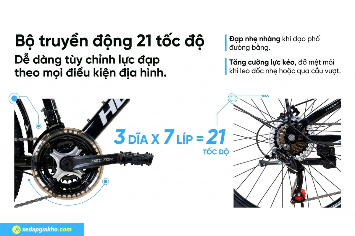 Xe Đạp Địa Hình MTB Hector Apollo 2B 26 Inch 15 Bộ truyền động 21 tốc độ mượt mà