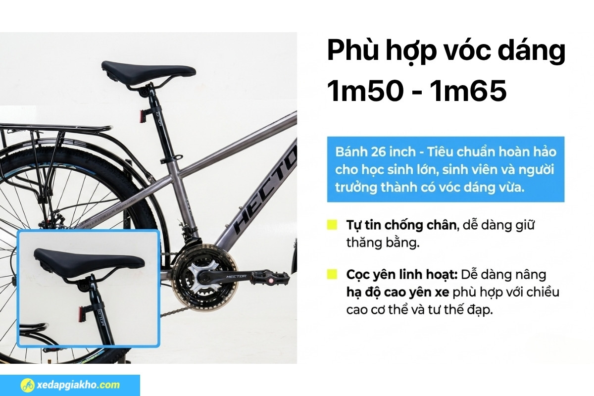 Xe Đạp Địa Hình MTB Hector Apollo 2B 26 Inch 18 Chiều cao phù hợp chạy xe