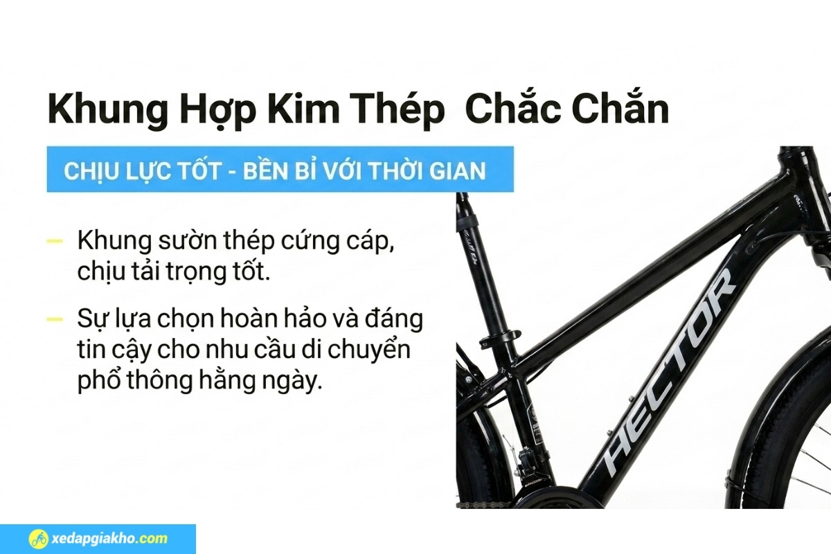 Xe Đạp Địa Hình MTB Hector Apollo 1B 24 Inch 11 Khung thép chắc chắc, chịu lực tốt