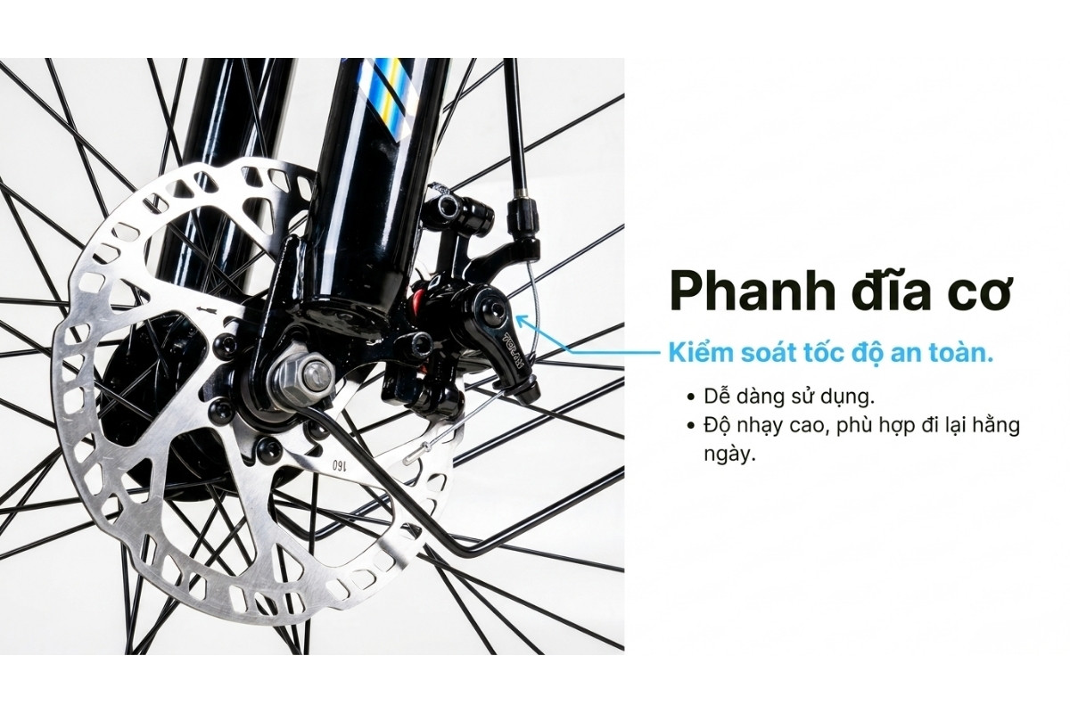 Xe Đạp Địa Hình MTB Hector Apollo 1B 24 Inch 13 Hệ thống phanh đĩa cơ có độ nhạy cao, an toàn