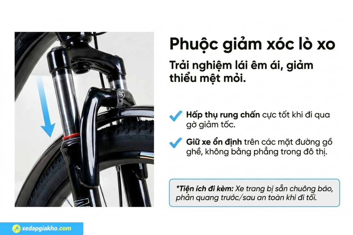 Xe Đạp Địa Hình MTB Hector Apollo 2B 26 Inch 17 Phuộc lò xo êm ái giúp xe ổn định