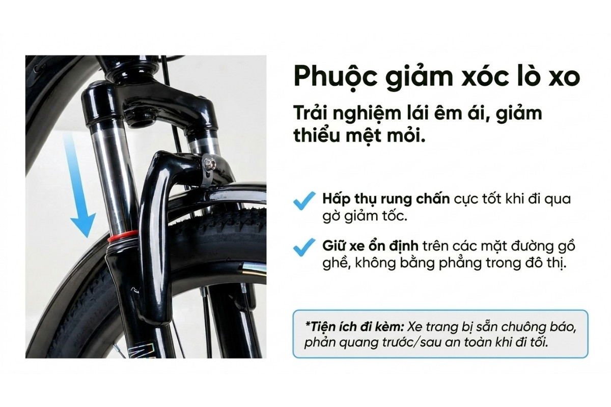 Xe Đạp Địa Hình MTB Hector Apollo 1B 24 Inch 18 Phuộc giảm xóc lò xo êm ái
