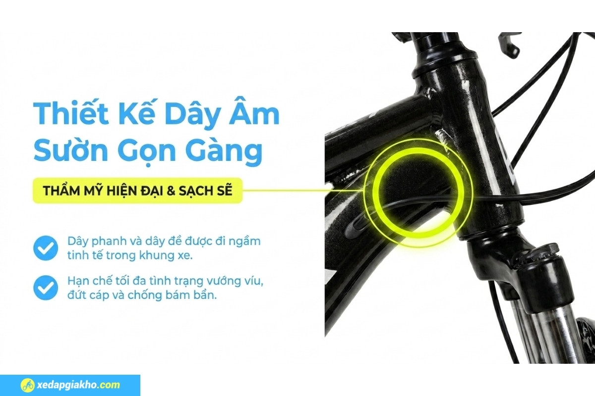 Xe Đạp Địa Hình MTB Hector Apollo 1B 24 Inch 12 Thiết kế dây âm sườn thẫm mỹ, hiện đại