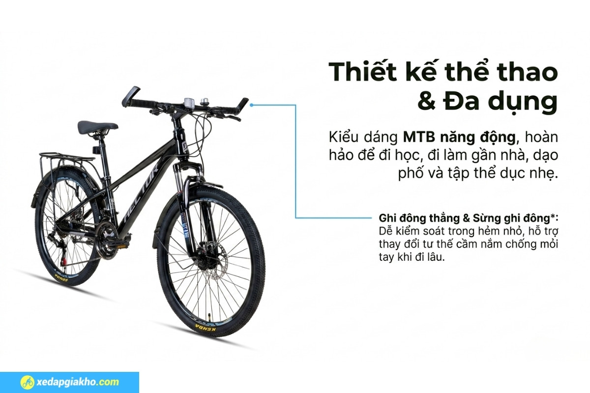 Xe Đạp Địa Hình MTB Hector Apollo 2B 26 Inch 11 Thiết kế thể thao, đa dụng