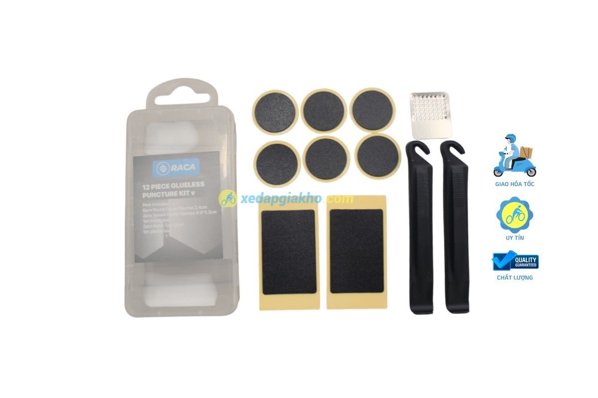 Bộ Vá Lốp Xe Đạp Raca 12 Món - Dụng Cụ Sửa Xe Chuyên Dụng 1 Bộ Vá Lốp Xe Đạp Raca - Dụng Cụ Sửa Chữa Chuyên Dụng