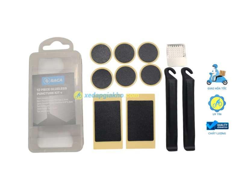 Bộ Vá Lốp Xe Đạp Raca 12 Món - Dụng Cụ Sửa Xe Chuyên Dụng 10 Bộ vá lốp xe đạp Raca 12 món tiện dụng, nhỏ gọn