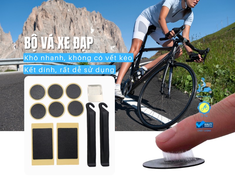 Bộ Vá Lốp Xe Đạp Raca 12 Món - Dụng Cụ Sửa Xe Chuyên Dụng 11 Bộ vá xe đạp có độ bám tốt, dùng được cho mọi loại xe