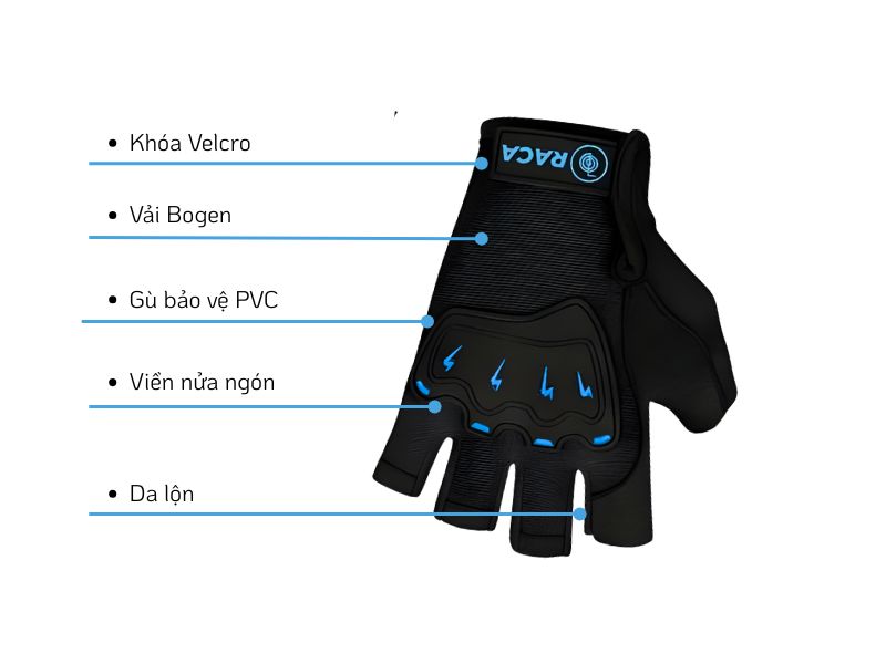 Găng Tay Xe Đạp Raca Z3 - Freesize 11 Găng tay xe đạp thiết kế thông minh an toàn cho người lái