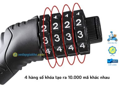 Khóa Dây Xe Đạp Raca - 4 Số Mật Mã 12 Khóa Dây Xe Đạp Raca