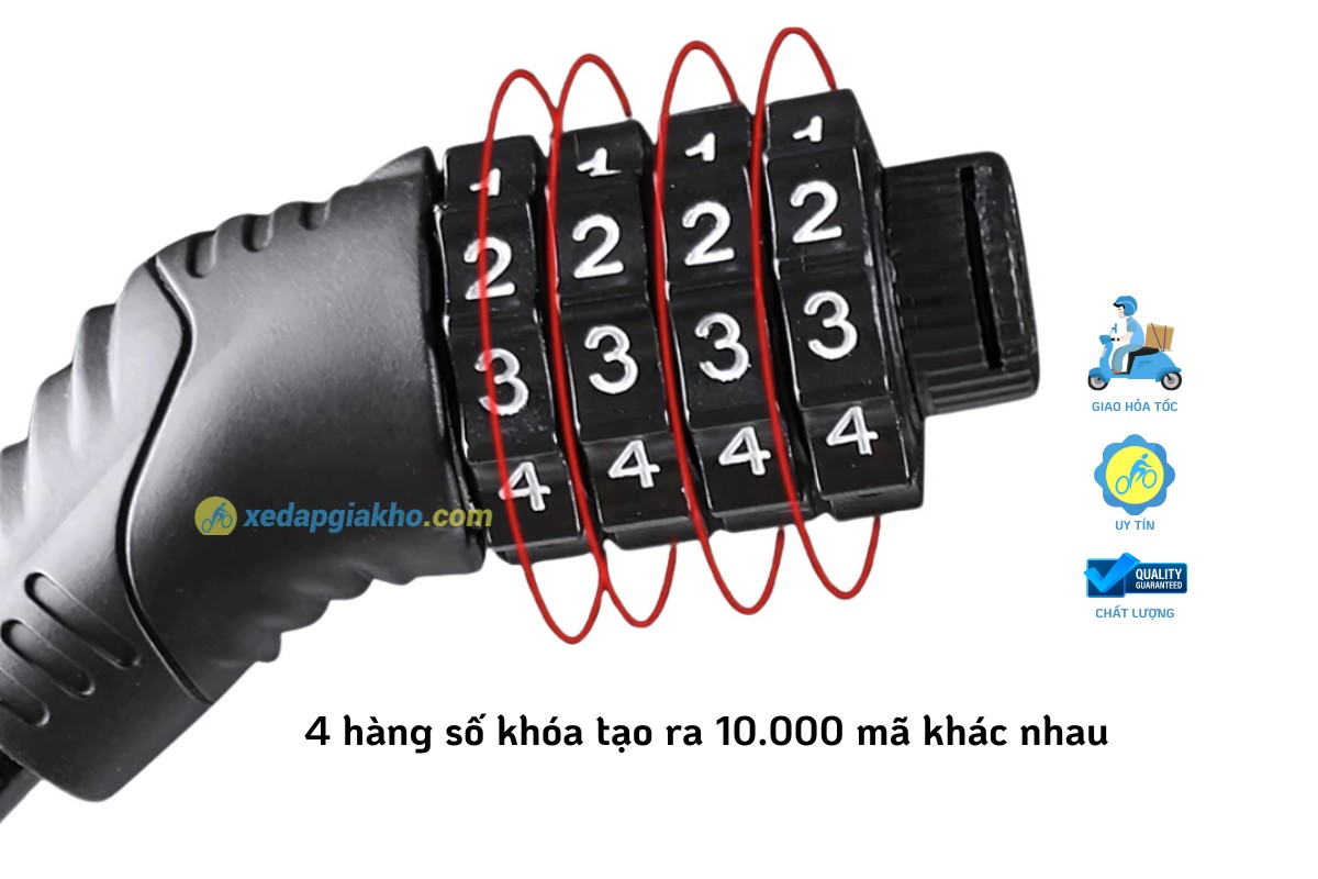 Khóa Dây Xe Đạp Raca - 4 Số Mật Mã 5 Khóa Dây Xe Đạp Raca