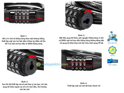 Khóa Dây Xe Đạp Raca - 4 Số Mật Mã 15 Khóa Dây Xe Đạp Raca