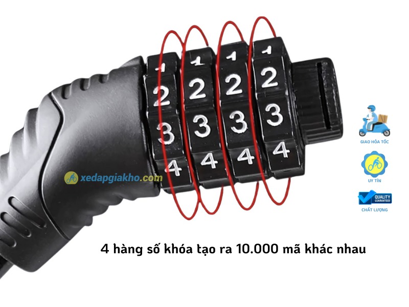 Khóa Dây Xe Đạp Raca - 4 Số Mật Mã 18 Sử dụng mã 4 số an toàn, tránh trường hợp mất chìa khóa