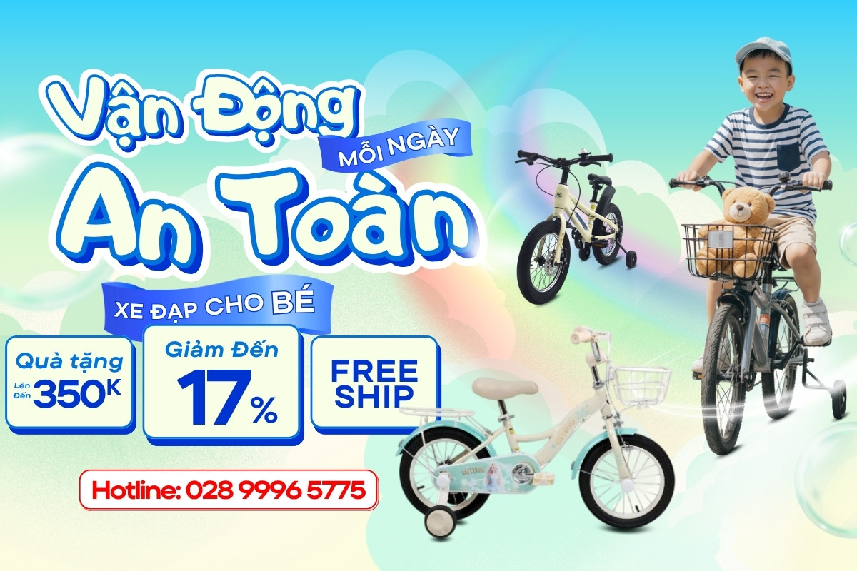 Bé vận động mỗi ngày cùng xe đạp Qitong