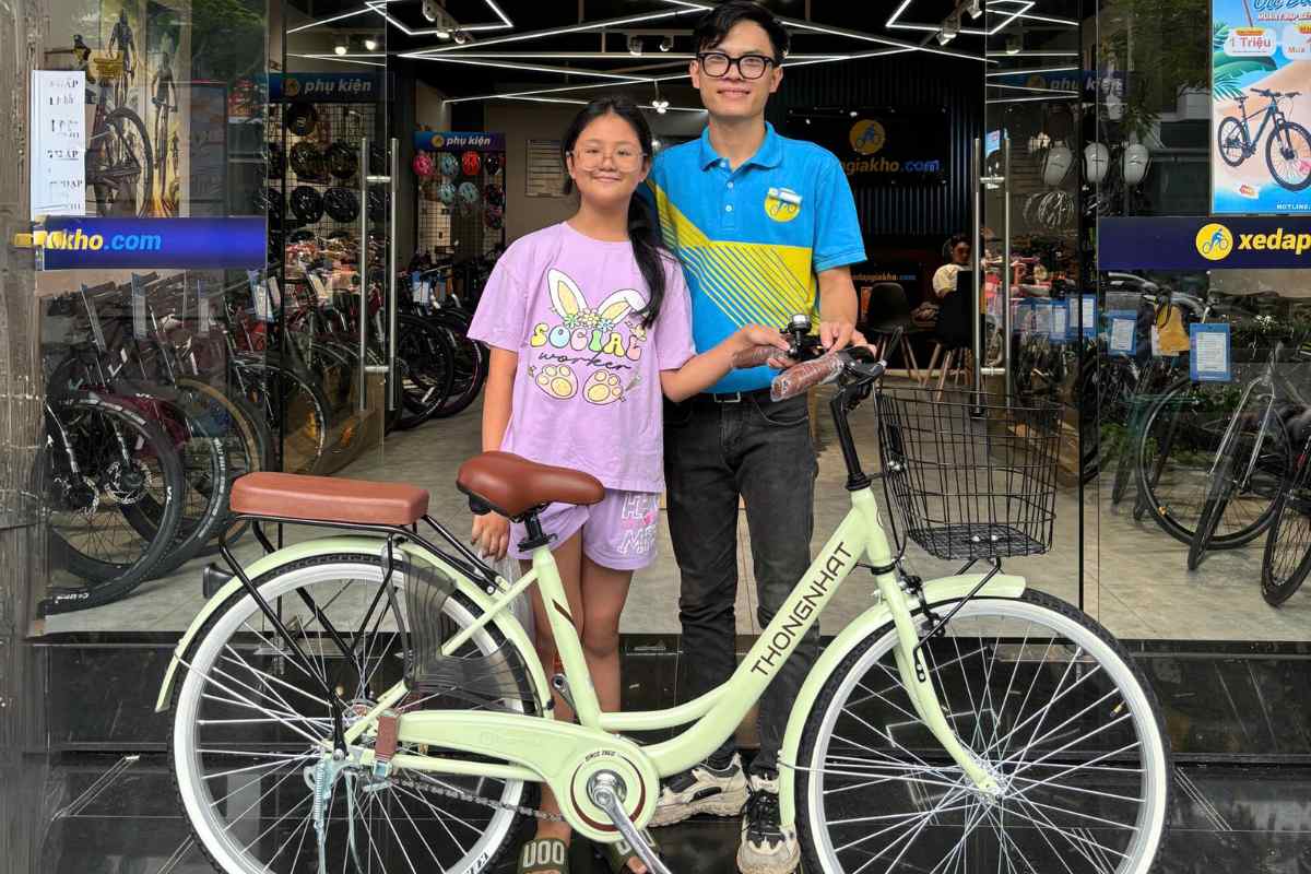Xe đạp mini nữ thiết kế khung sườn thấp, thuận tiện lên xuống