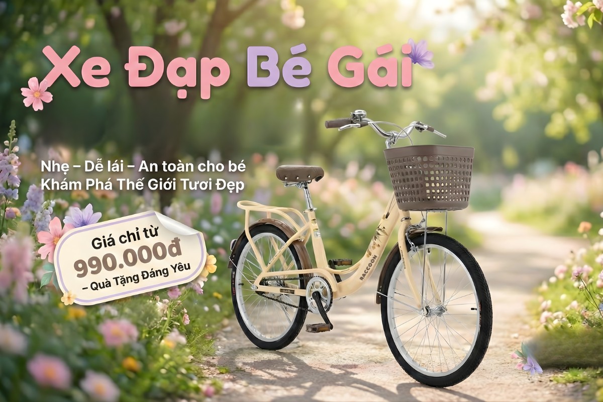 Xe đạp bé gái thiết kế dễ thương, dễ lái
