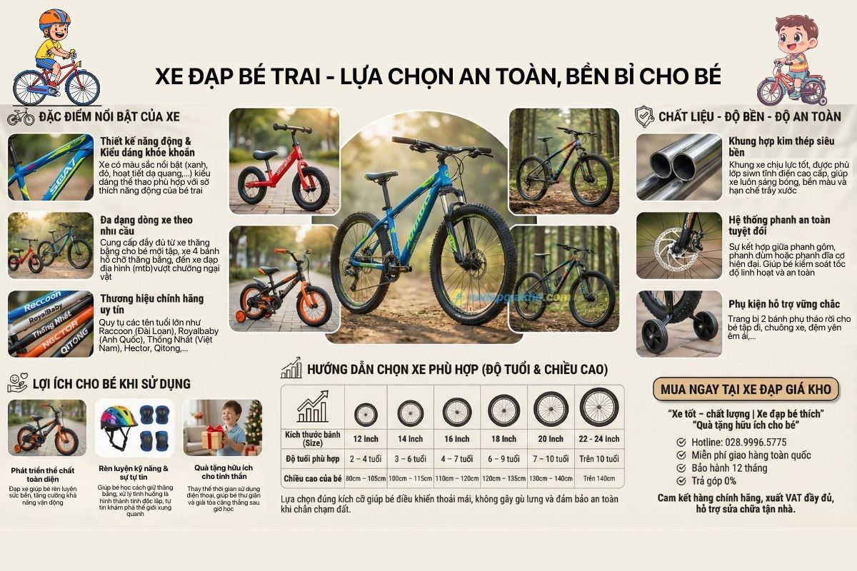 Thông tin tổng hợp cho các mẫu xe đạp bé trai