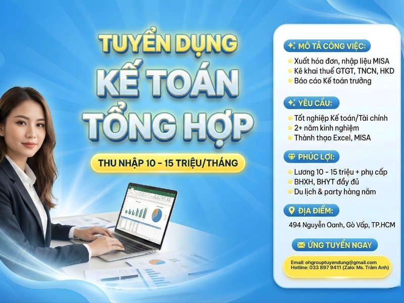 Tuyển dụng nhân viên kế toán tổng hợp